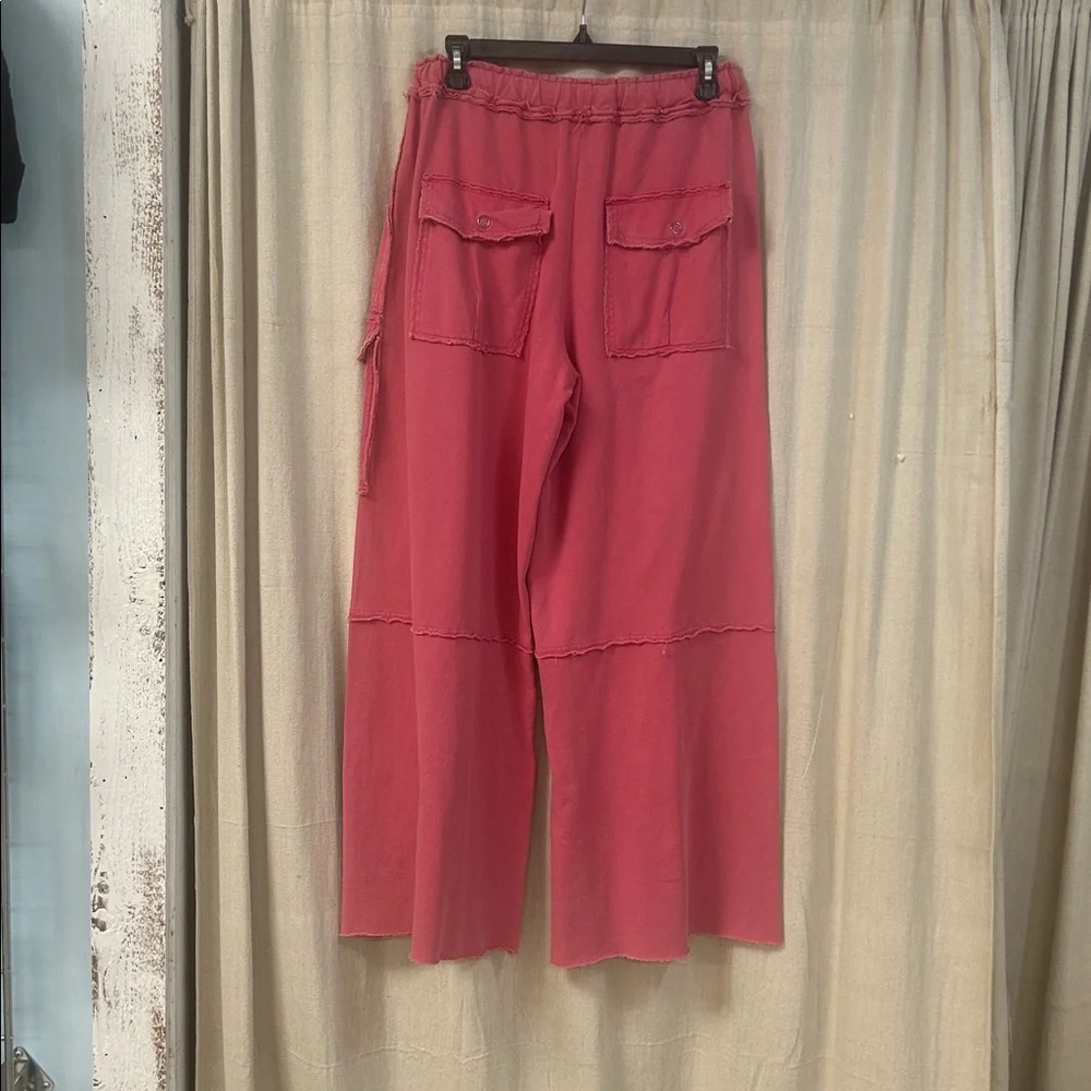 Easel Raspberry Wide Leg Cargo Pants - Picture 2 of 5